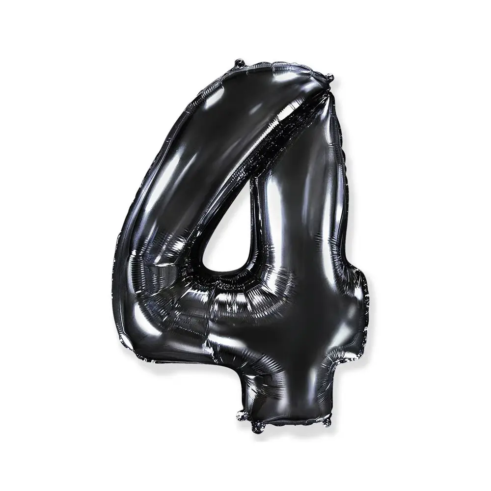 Palloncino foil numero 4 nero 101 cm RCN 4/01