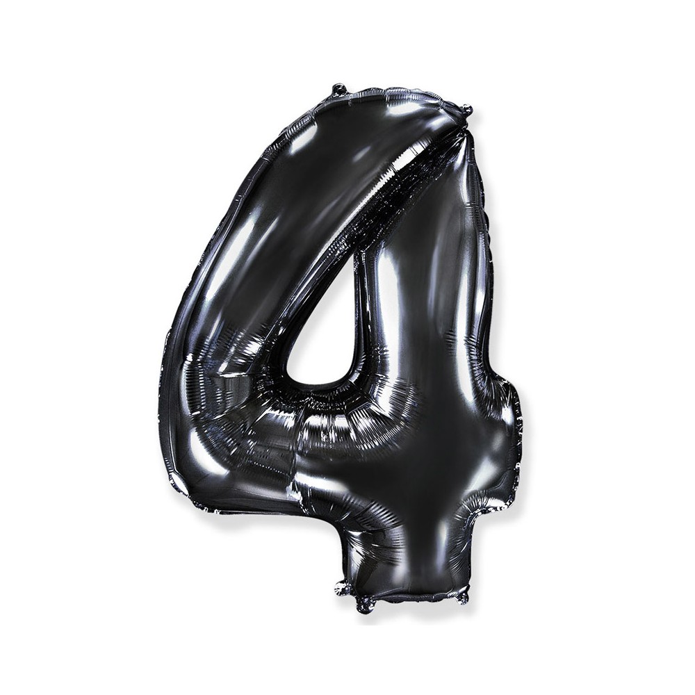 Palloncino foil numero 4 nero 101 cm RCN 4/01
