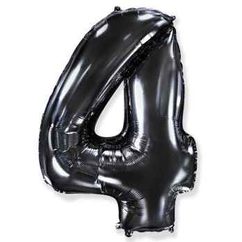 Palloncino foil numero 4 nero 101 cm RCN 4/01