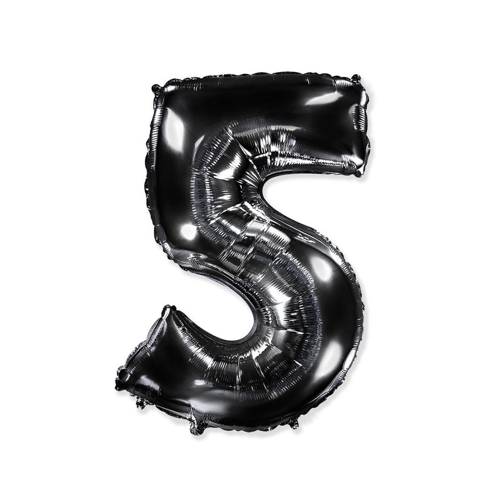Palloncino foil numero 5 nero 101 cm RCN 5/01