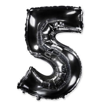 Palloncino foil numero 5 nero 101 cm RCN 5/01