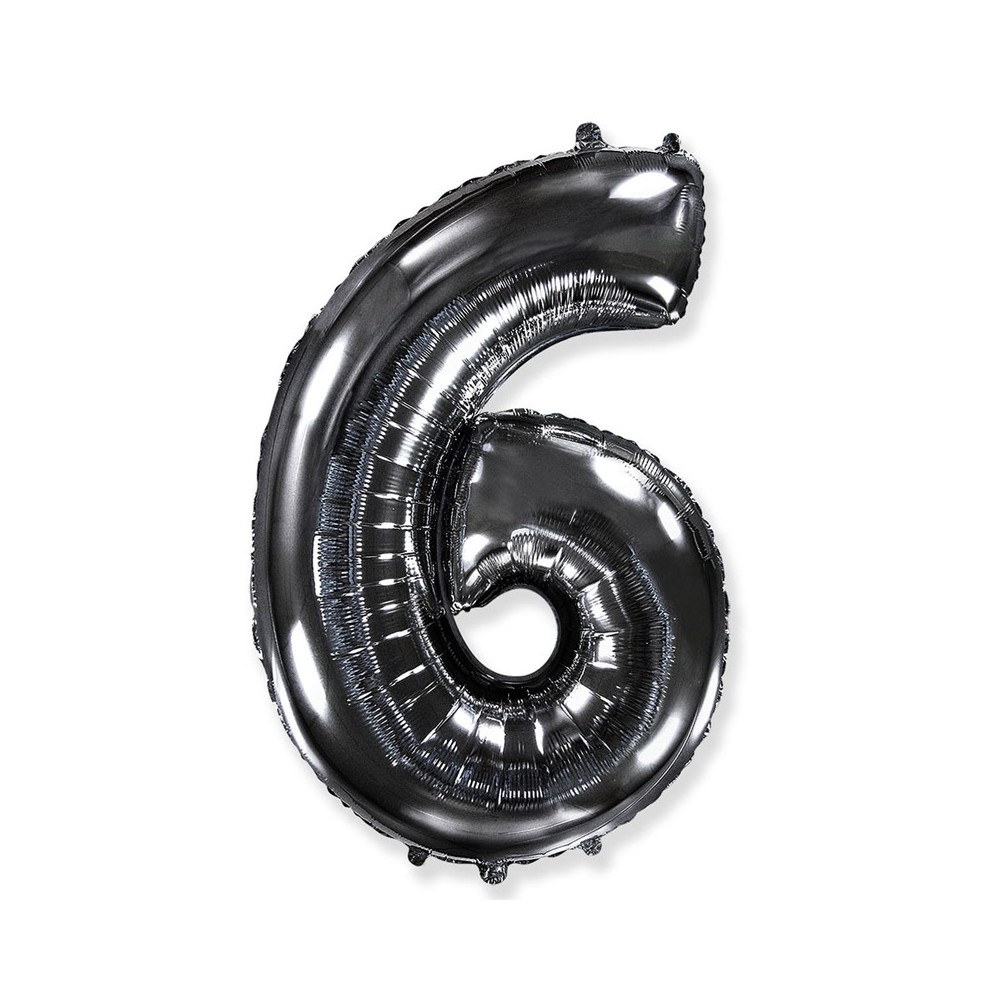 Palloncino foil numero 6 nero 101 cm RCN 6/01
