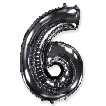 Palloncino foil numero 6 nero 101 cm RCN 6/01