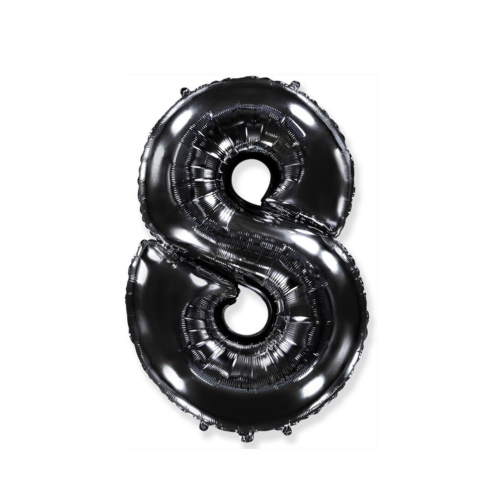 Palloncino foil numero 8 nero 101 cm RCN 8/01