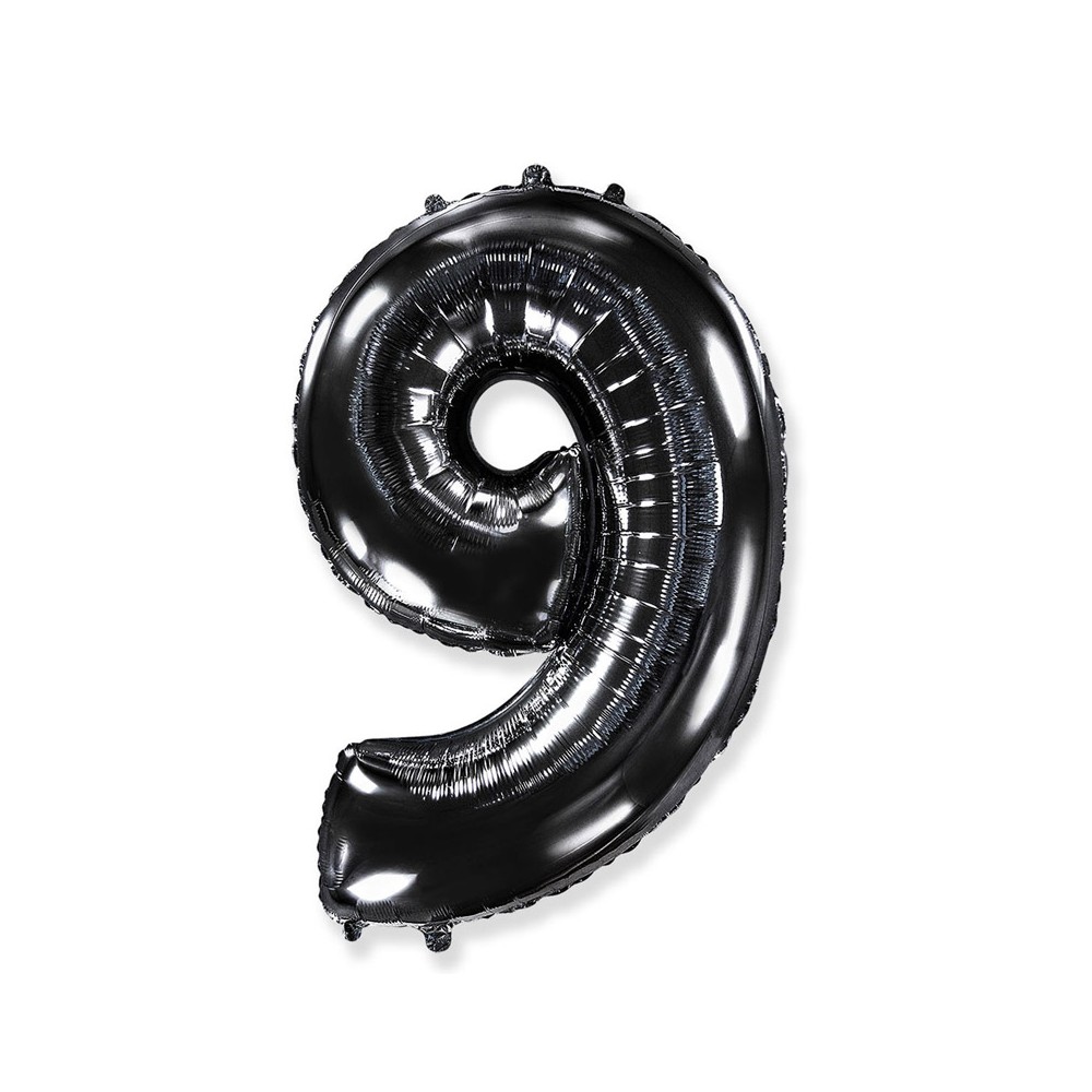 Palloncino foil numero 9 nero 101 cm RCN 9/01