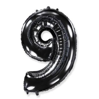 Palloncino foil numero 9 nero 101 cm RCN 9/01