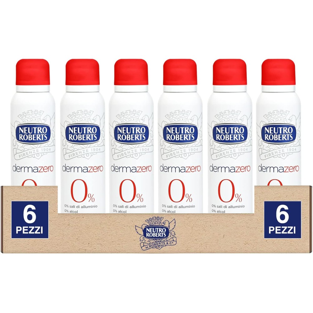 6x Neutro Roberts Deodorante Deo Spray 24h DermaZero 6 Flaconi da 150ml
