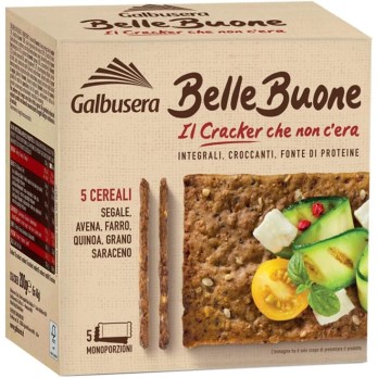 5 Galbusera Belle Buone Cracker ai 5 Cereali Segale, Avena, Farro, Quinoa e Grano Saraceno 200g
