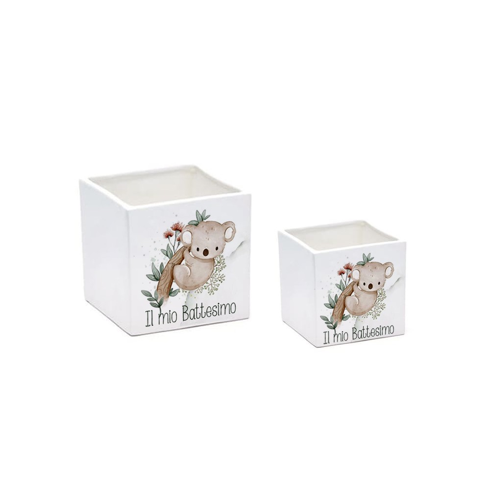 3 Vaso cubo Koala New personalizzabile 7 cm