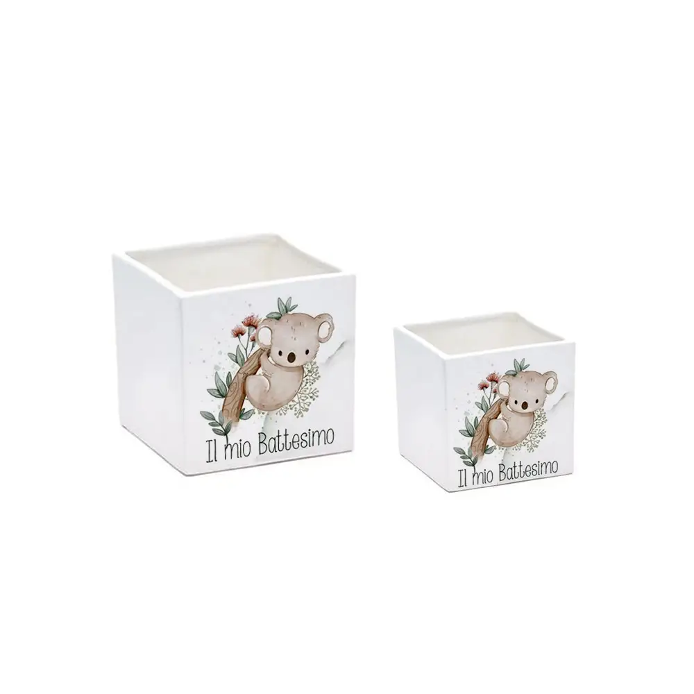 3 Vaso cubo Koala New personalizzabile 7 cm
