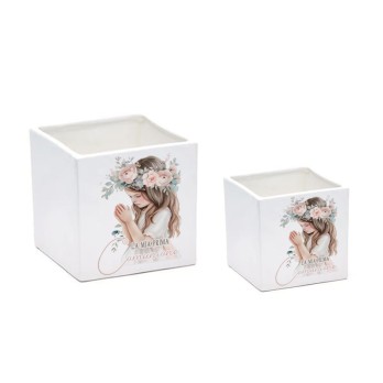 3 Vaso Prima Comunione Romantic Girl personalizzabile 7 cm