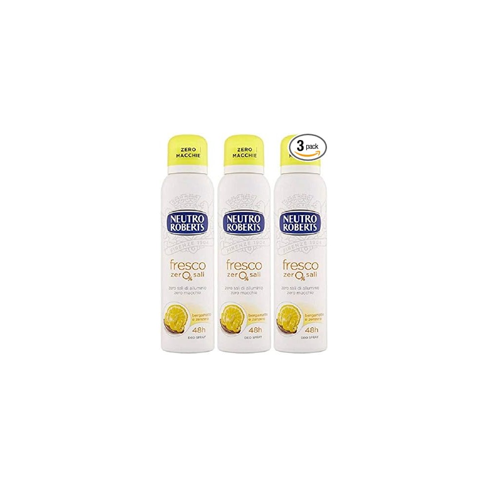 3 Netro Roberts - Deodorante spray giallo fresh, bergamotto e zenzero, 125 ml