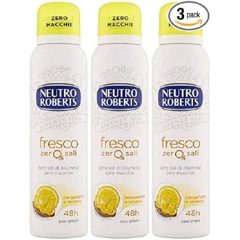 3 Netro Roberts - Deodorante spray giallo fresh, bergamotto e zenzero, 125 ml