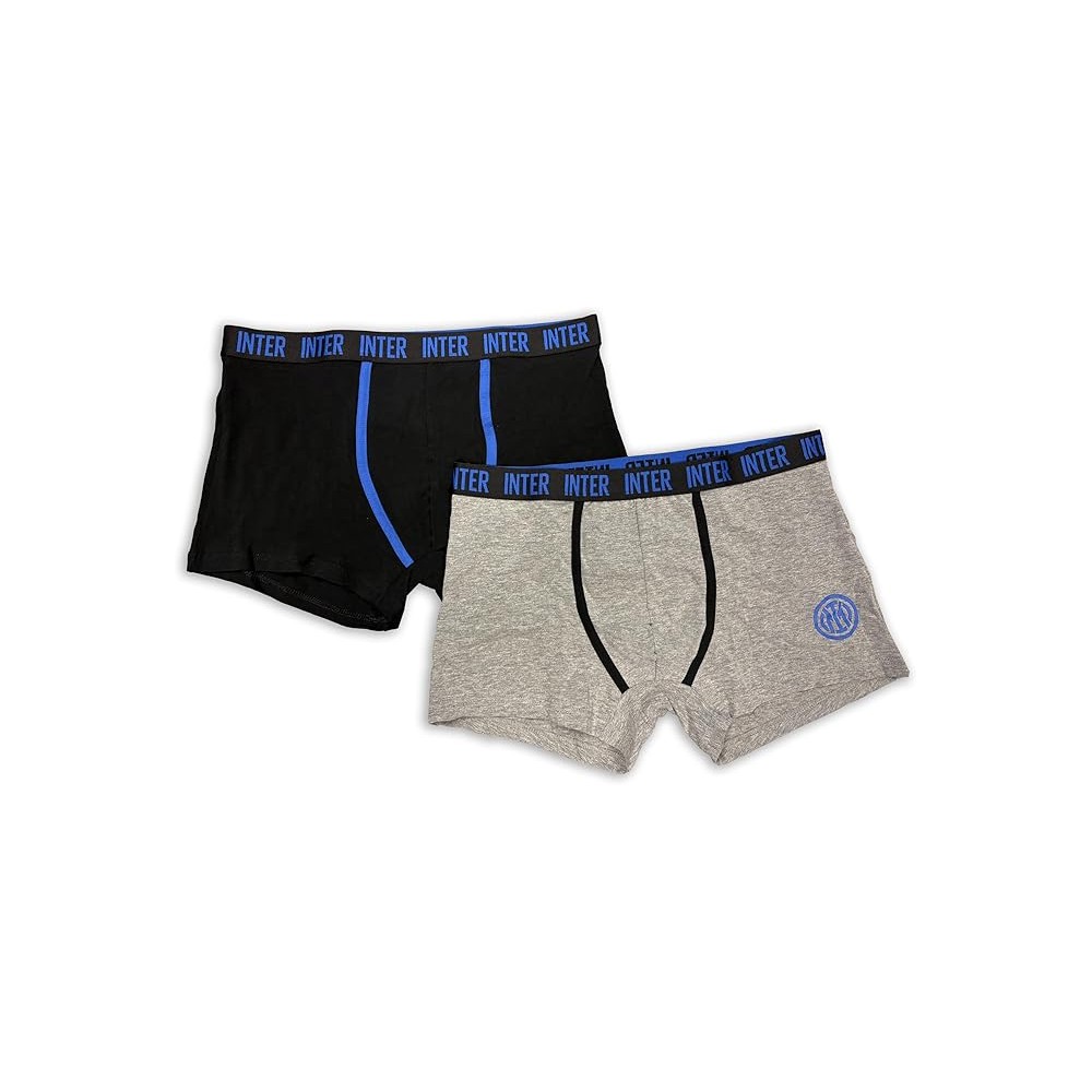 hermet Boxer Uomo Inter – Confezione da 2 Pezzi, Nero e Grigio tg L