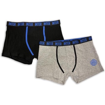 hermet Boxer Uomo Inter – Confezione da 2 Pezzi, Nero e Grigio tg L