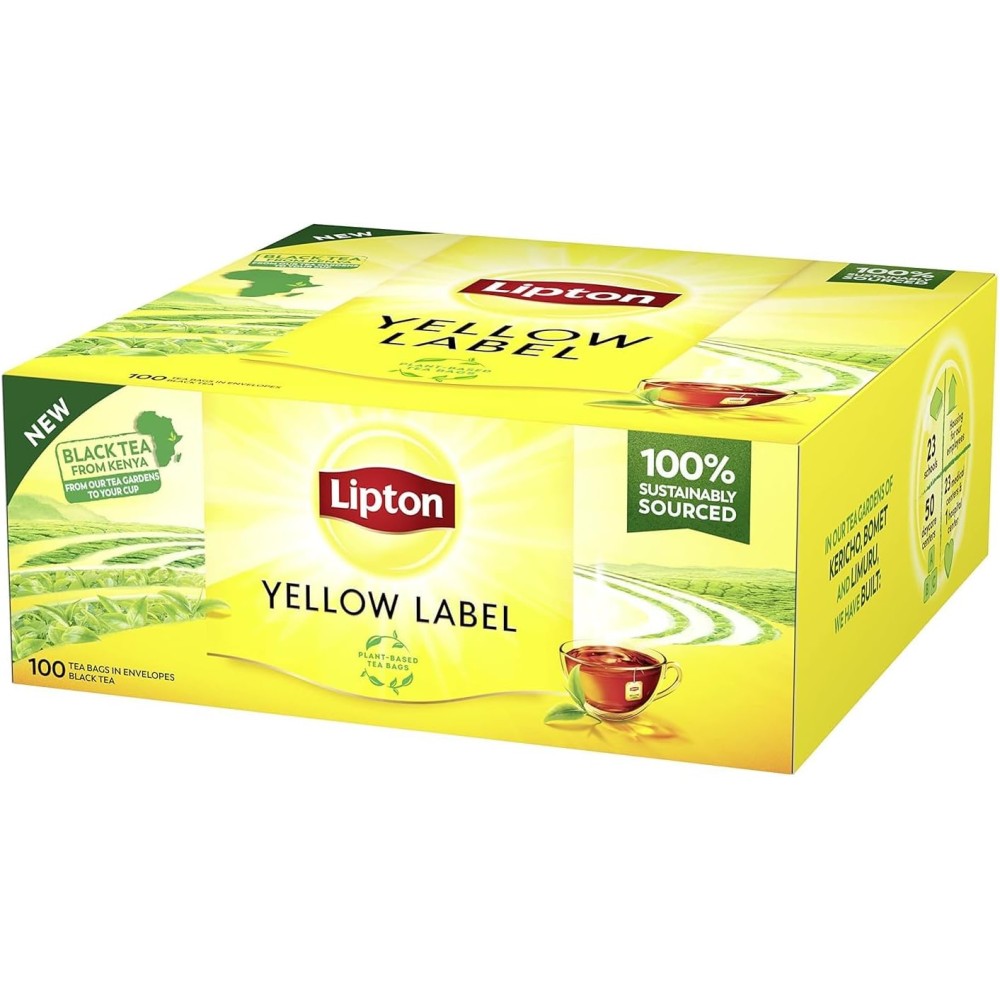 100 filtri Lipton, Tè Nero Classico, Con Ingredienti 100% Naturali, Gusto Intenso ed equilibrato, ottimo per Tutte le