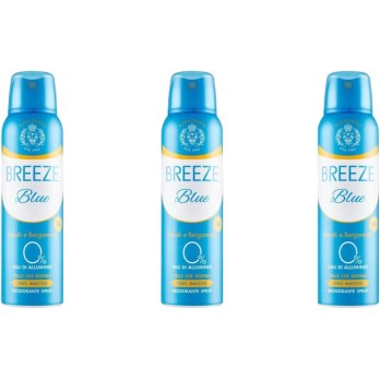 6 X Confezioni per Breeze Deodorante Spray Blue, 3 flaconi da 150ml