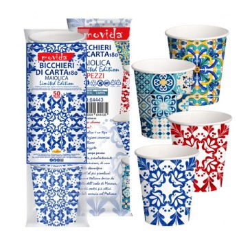 Bicchieri di Carta Maiolica Ml.180 X 50 PZ.