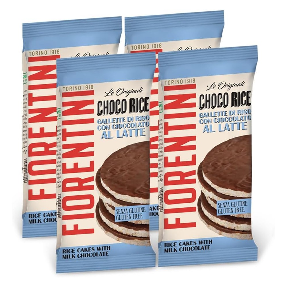 4X Fiorentini Choco Rice Gallette di Riso con Cioccolato al Latte Senza Glutine (Gluten Free) 100g