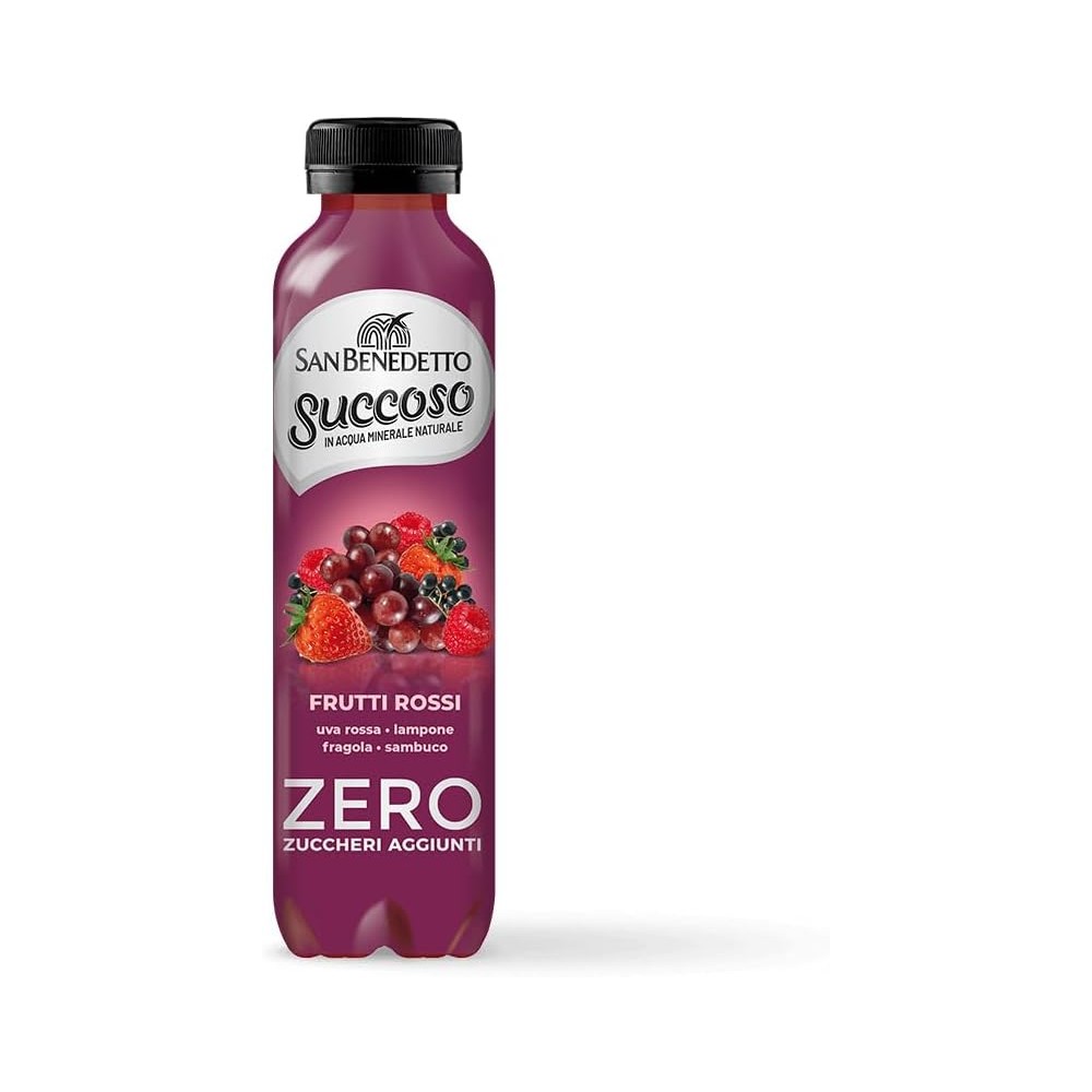 San Benedetto Succoso Zero Frutti Rossi Bevanda al Gusto di Frutta 400ml 12 Bottiglie