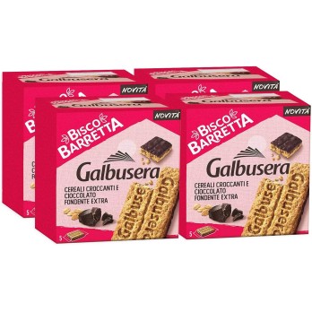 4X Galbusera Bisco Barretta Barretta di Cereali Croccanti e Cioccolato Fondente Extra 230g