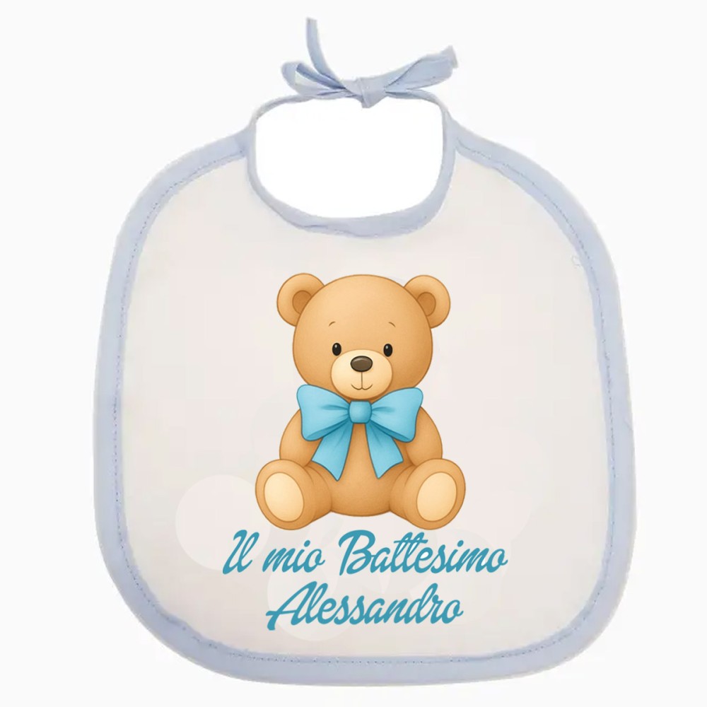 Bavetta Orsetto fiocco celeste Personalizzata