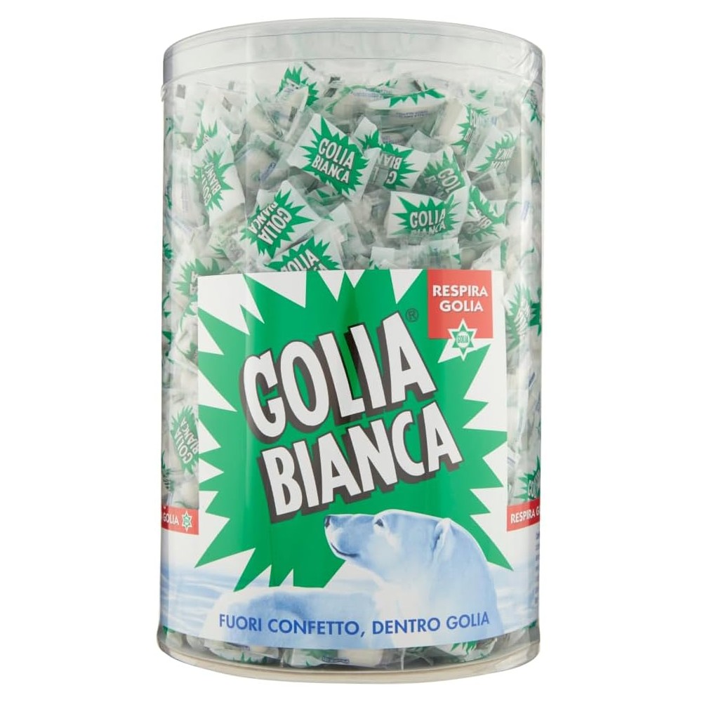 Golia Bianca, Caramelle Dure, Gusto Menta e Liquirizia, Barattolo da 800 Pezzi