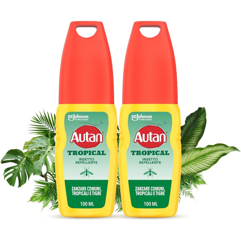 2 Autan Tropical Vapo, Spray Antizanzare, Repellente Zanzare Azione Protettiva Duratura,