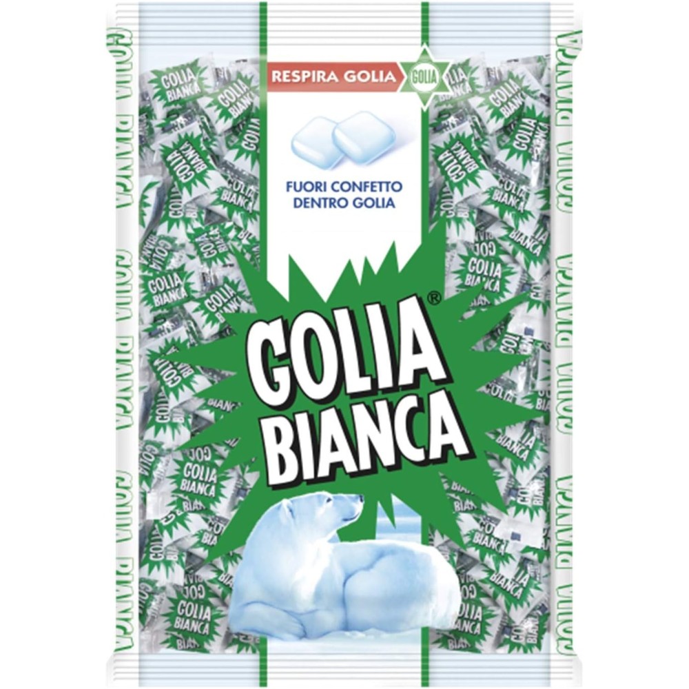 Golia Bianca, Caramelle Dure, Gusto Menta e Liquirizia, Busta da 1kg con Caramelle Monoporzione