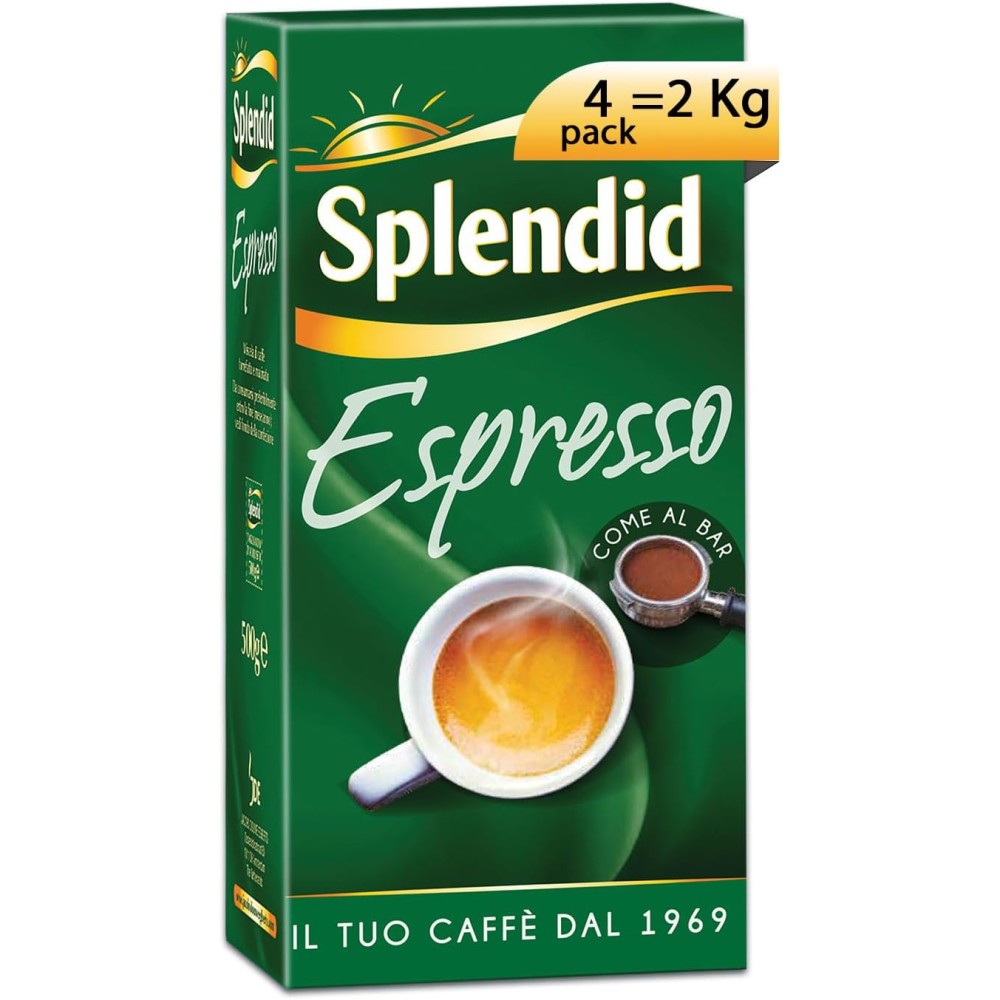 Splendid Caffè Macinato Gusto Espresso Caffè Cremoso ed Intenso dalla miscela corposa 4 Confezioni da 500 gr