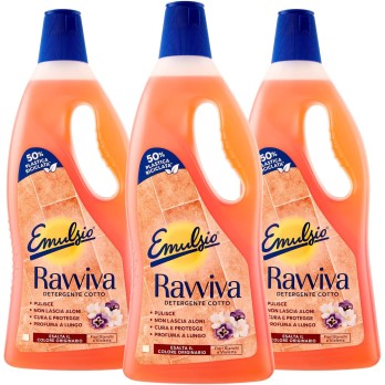 Emulsio Ravviva cotto Detergente Pavimenti  Fiori Bianchi e Violetta - 3 Flaconi da 750ml