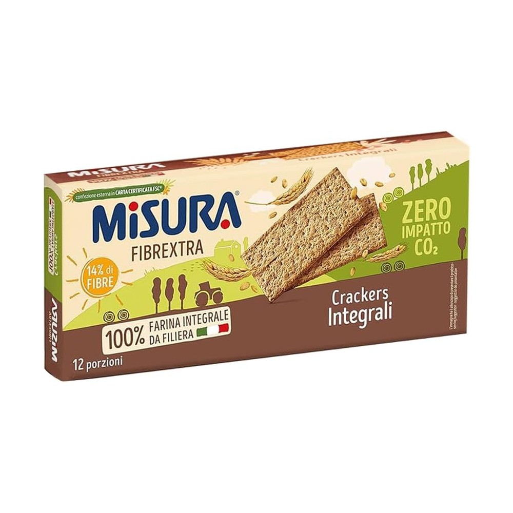 8X Misura Fibrextra Crackers Salatini con Farina 100% Integrale 385g