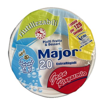 20 Piatti dessert riutilizzabili bianchi MAJOR