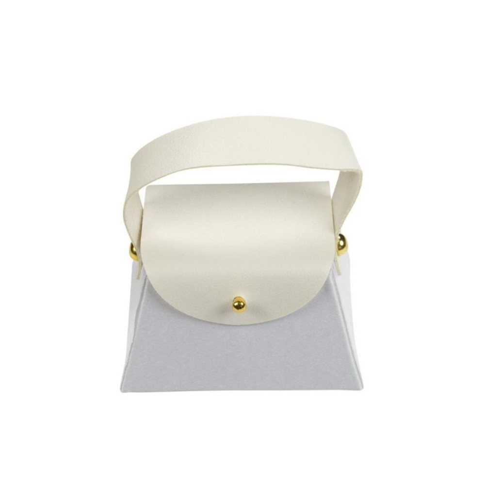 Borsetta con scatola manico ecopelle 6x8x5h Bianco A3148-01
