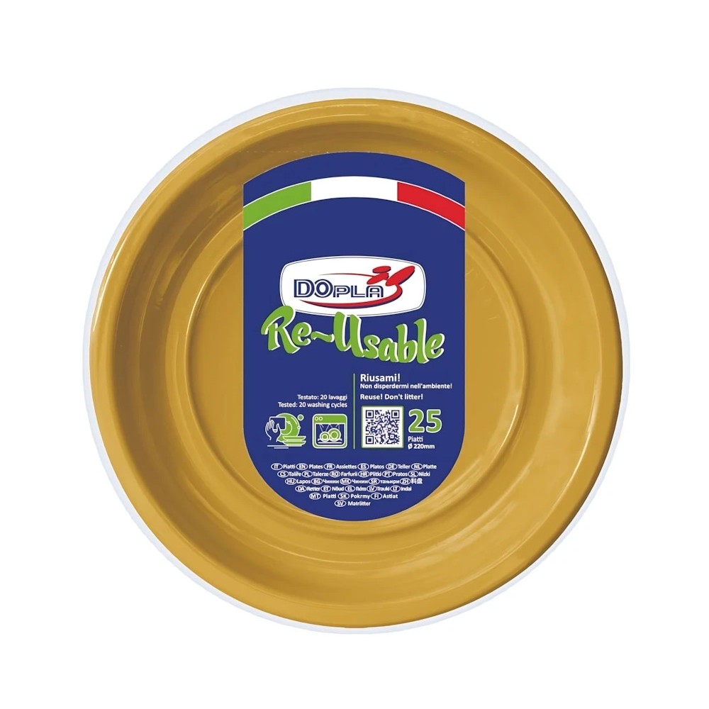 Dopla Piatti Piani oro Riutilizzabili 25pz