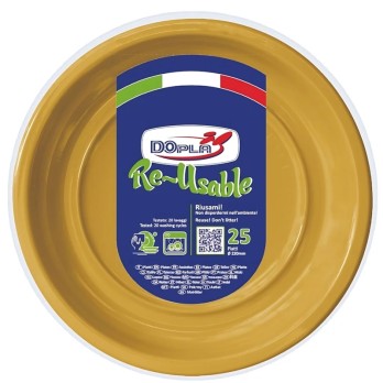 Dopla Piatti Piani oro Riutilizzabili 25pz