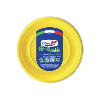 Dopla Riutilizzabili 25pz Piatti di plastica gialli fondi Ø20,5cm