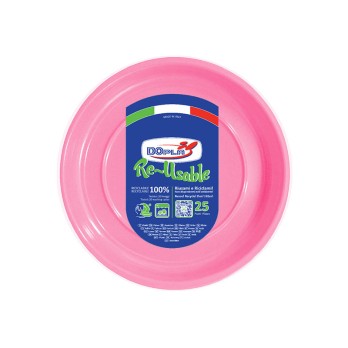 Dopla Riutilizzabili 25pz Piatti di plastica rosa fondi Ø20,5cm