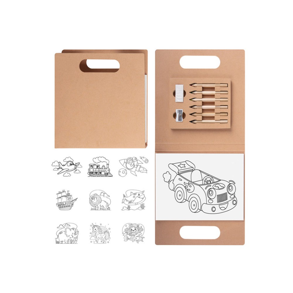 LIBRO DEI COLORI PD533EC Set per colorare in carta Kraft 30 fogli + 6 pastelli colorati