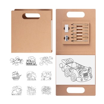 LIBRO DEI COLORI PD533EC Set per colorare in carta Kraft 30 fogli + 6 pastelli colorati