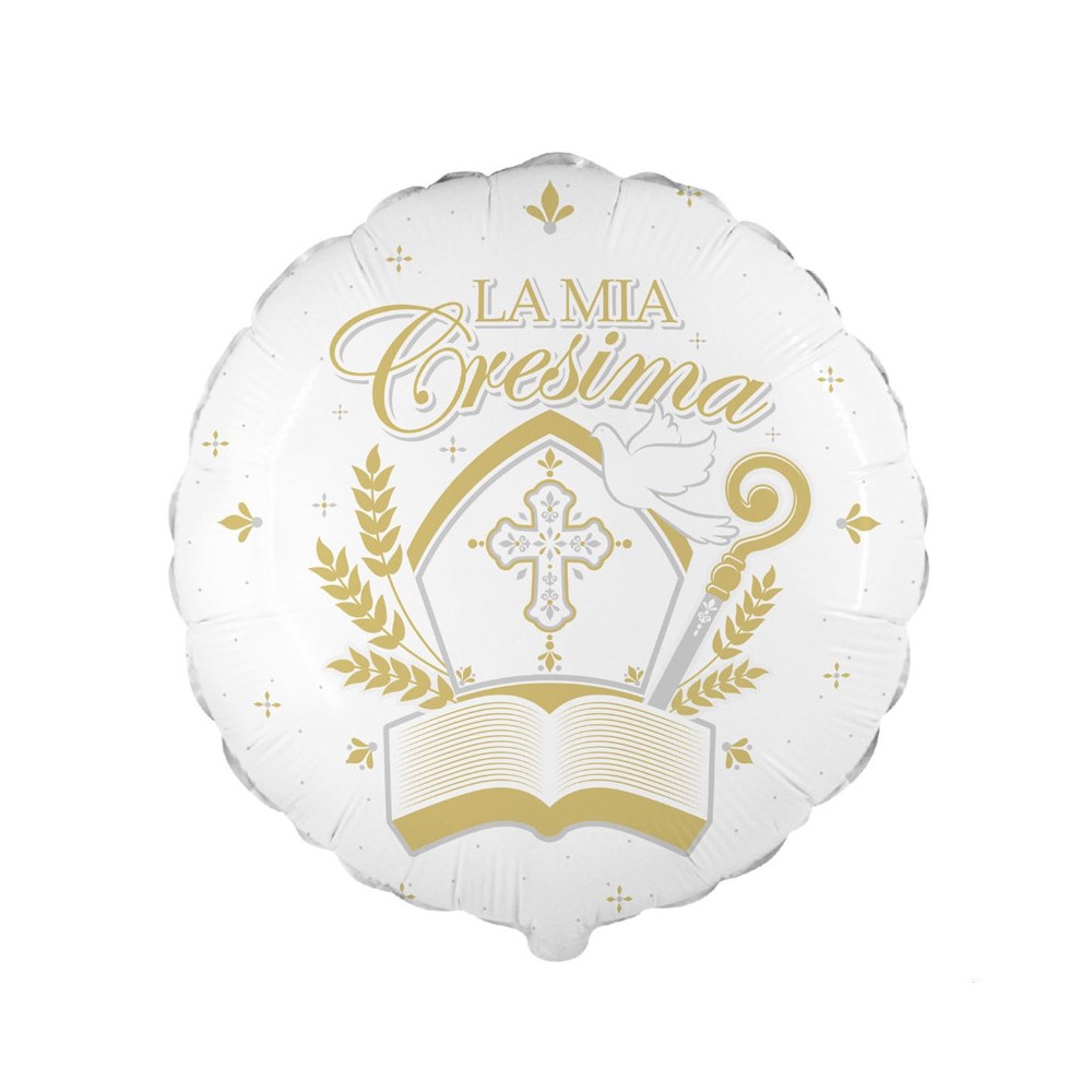 Palloncino foil La Mia Cresima Bianco Tondo 18 43 cm PAL2027-18