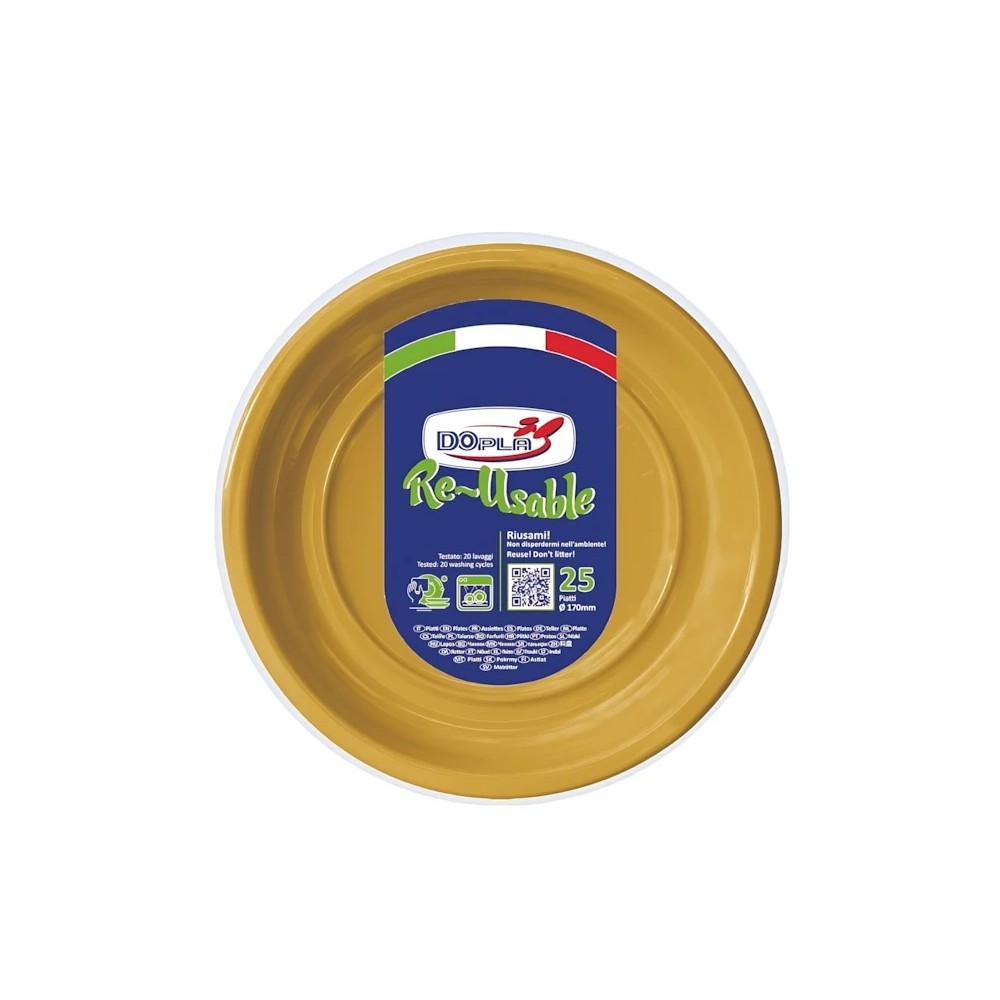 Piatti Frutta Oro 17cm riutilizzabili, 25pz  dopla
