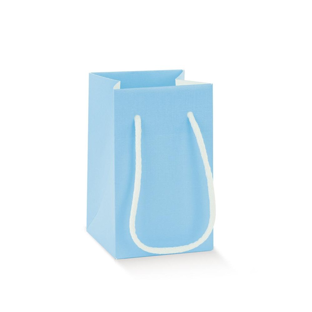 Shopper con cordino in cotone celeste 100050 70 x 70  x 120 mm