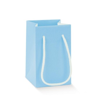 Shopper con cordino in cotone celeste 100050 70 x 70  x 120 mm