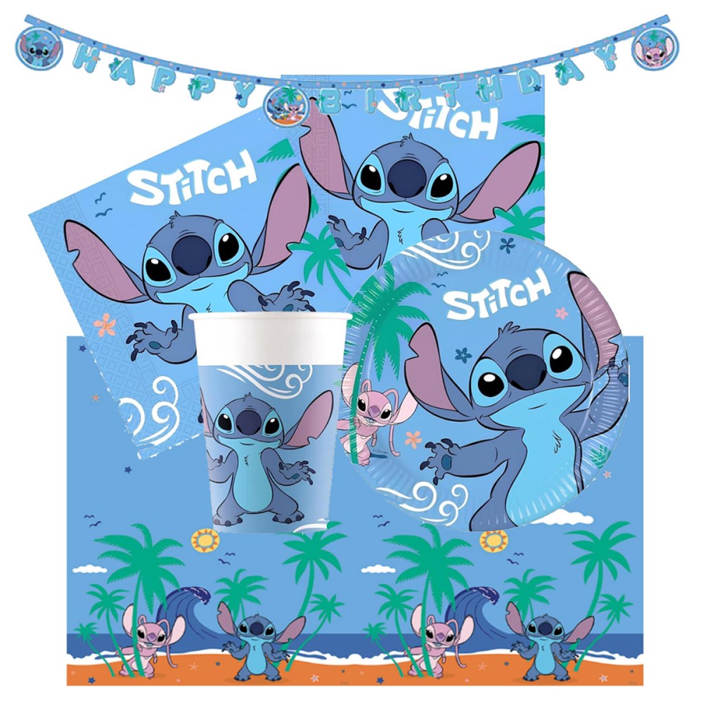 Kit 8 persone Stitch - Accessori Tavola con ghirlanda