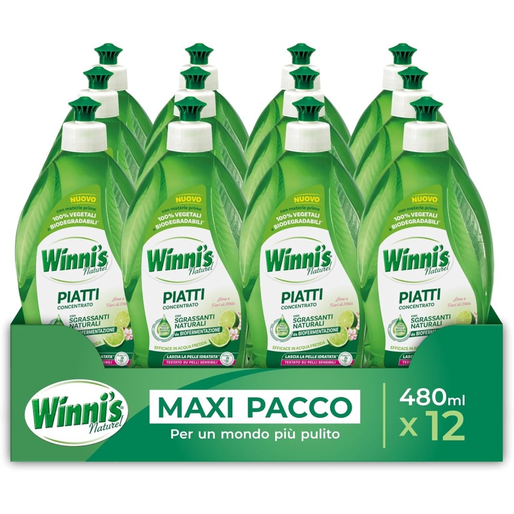 Winni's Detersivo Piatti e Stoviglie a Mano, Lime e Fiori di Mela