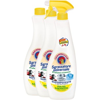 Chanteclair - Sgrassatore Universale Spray, Superpotente, Profumo di Limone, Formula Originale - 1 Flacone spray + 2 Ricariche