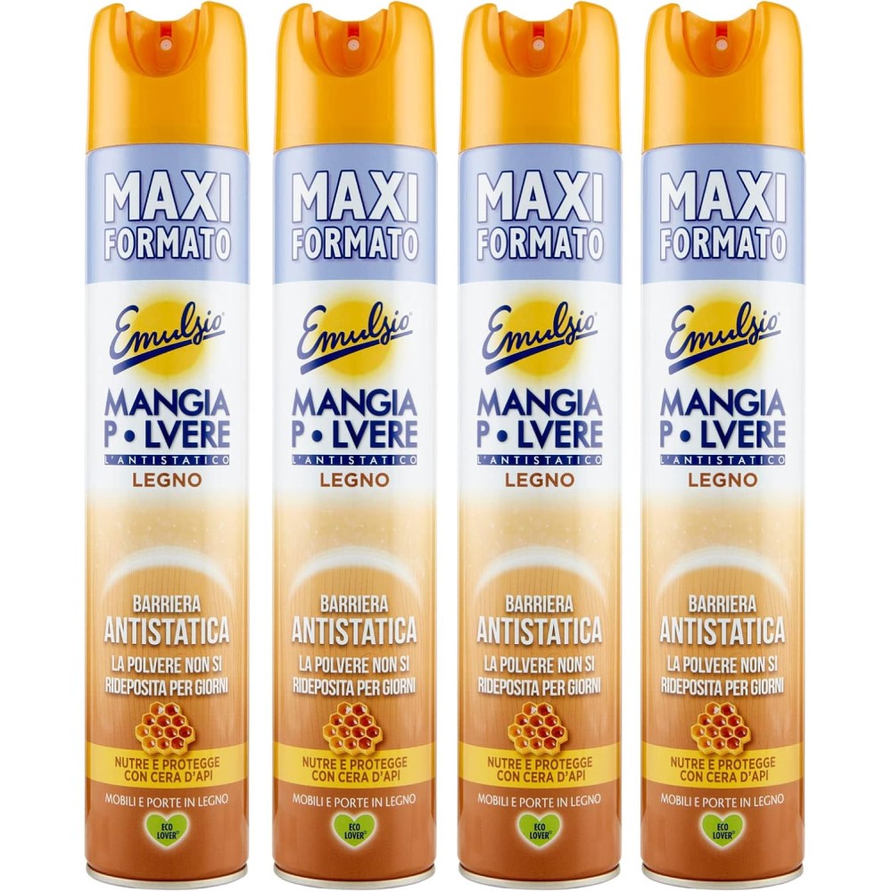 Emulsio Mangia Polvere L'antistatico Legno 4 Flaconi Spray da 400ml