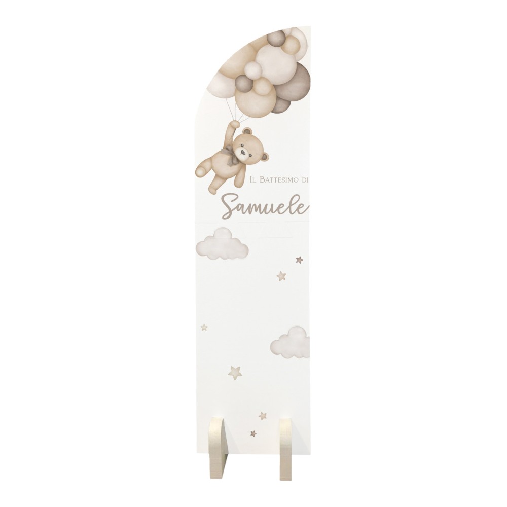 Paretina Battesimo Teddy brown in polistirolo personalizzabile