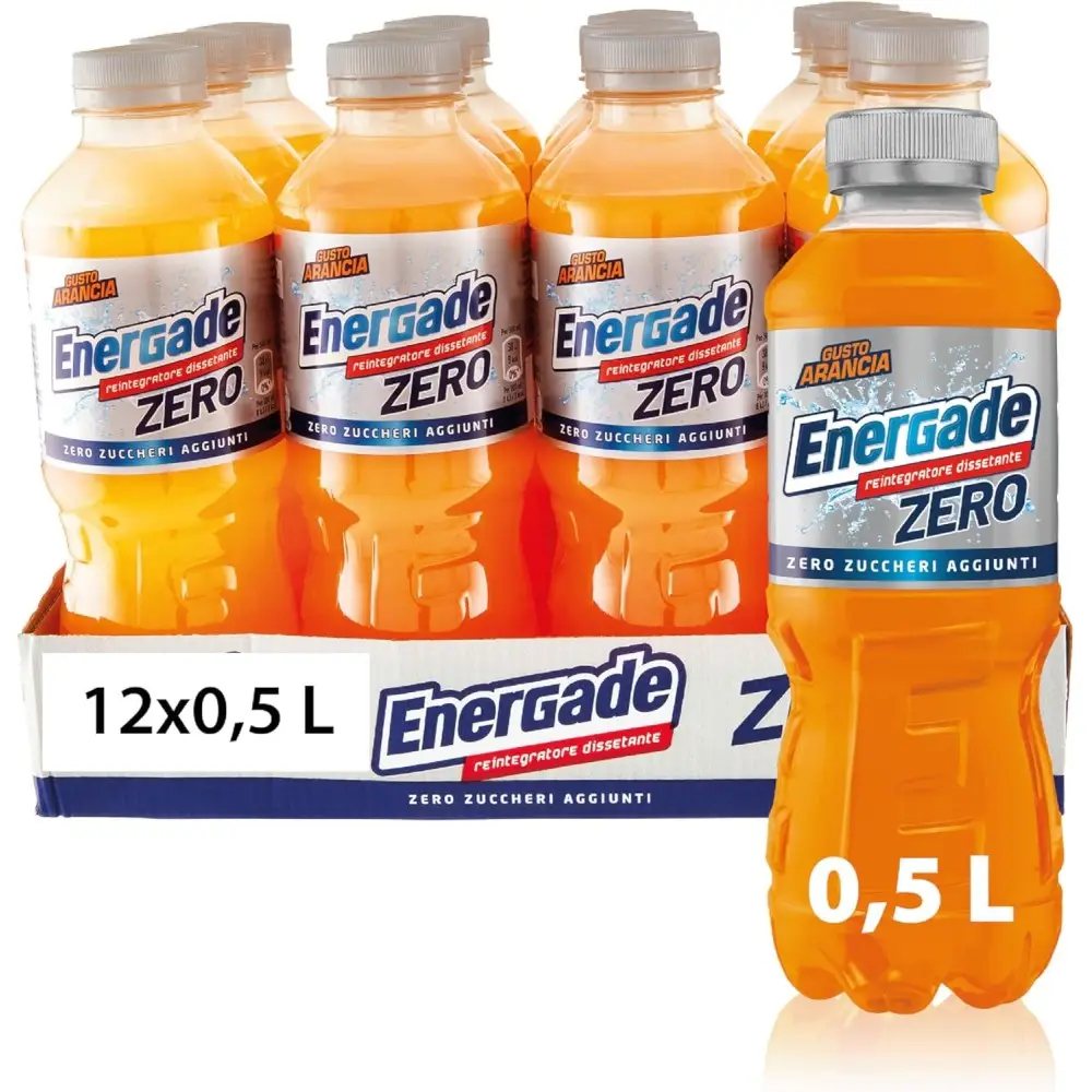 Energade, Bevanda Reintegrante 12x0,5L, Gusto Arancia, Zero Zuccheri